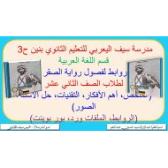 روابط فصول رواية الصقر اللغة العربية الصف الثاني عشر - بوربوينت