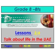 حل درس Talk about life in the UAE اللغة الإنجليزية الصف الثامن - بوربوينت