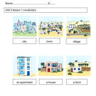 اللغة الإنجليزية ورقة عمل (Unit 2 lesson 1 vocabulary) للصف الثالث