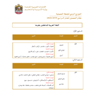 اللغة العربية التوزيع الزمني للخطة الفصلية نظام الفصلين للعام الدراسي (2019-202) لغير الناطقين بها