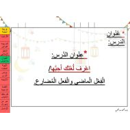 درس الفعل الماضي والفعل المضارع اللغة العربية الصف الثاني - بوربوينت