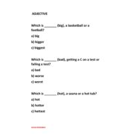 ورقة عمل ADJECTIVE اللغة الإنجليزية الصف الثامن