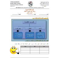 اللغة العربية ورقة عمل (أقسام الكلام) للصف الثالث