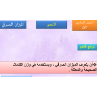 اللغة العربية بوربوينت درس (الميزان الصرفي) للصف التاسع مع الإجابات