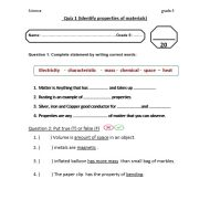 ورقة عمل Identify properties of materials العلوم المتكاملة الصف الخامس