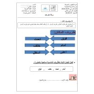 اللغة العربية أوراق عمل (ظرف الزمان وظرف المكان) للصف الثاني