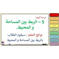 حل درس الربط بين المساحة والمحيط الرياضيات المتكاملة الصف الرابع - بوربوينت