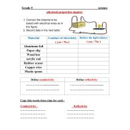 ورقة عمل physical properties inquiry العلوم المتكاملة الصف الخامس