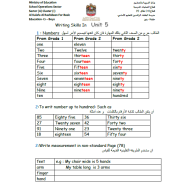 اللغة الإنجليزية أوراق عمل (Writing skills) للصف الثالث