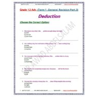 ورقة عمل Deduction اللغة الإنجليزية الصف الثاني عشر متقدم