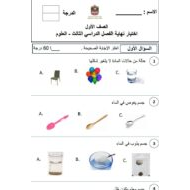الاختبار النهائي العلوم المتكاملة الصف الأول