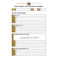 الرياضيات المتكاملة أوراق عمل (Operations with Integers) بالإنجليزي للصف السابع مع الإجابات