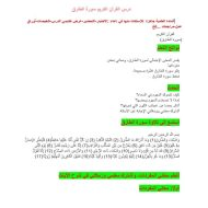 حل درس سورة الطارق التربية الإسلامية الصف الرابع