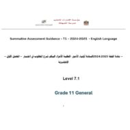 شرح المطلوب في اختبار اللغة الإنجليزية الصف الحادي عشر عام