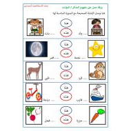 ورقة عمل على مفهوم المذكر والمؤنث اللغة العربية الصف الأول