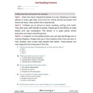 أوراق عمل Reading Practice اللغة الإنجليزية الصف الثالث