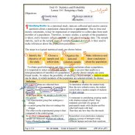 حل ورقة عمل Designing a Study الرياضيات المتكاملة الصف الثاني عشر