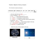 حل درس Objects in the sky العلوم المتكاملة الصف الأول