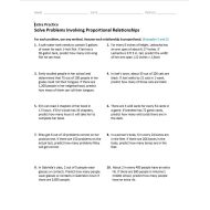 ورقة عمل Solve Problems Involving Proportional Relationships الرياضيات المتكاملة الصف السادس