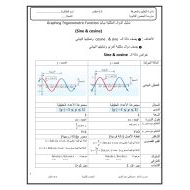 اوراق عمل تمثيل الدوال المثلثية بيانيا للصف الحادي عشر متقدم مادة الرياضيات المتكاملة