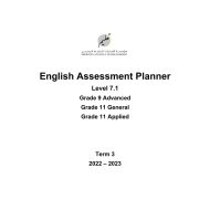 Assessment Planner اللغة الإنجليزية الصف التاسع Advanced والصف الحادي عشر General & Applied الفصل الدراسي الثالث 2022-2023