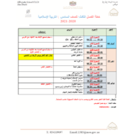 خطة الفصلية الفصل الدراسي الثالث 2020-2021 الصف السادس مادة التربية الإسلامية
