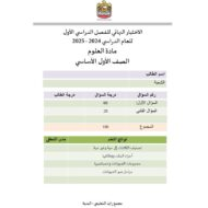 الاختبار النهائي العلوم المتكاملة الصف الأول الفصل الدراسي الأول 2024-2025