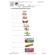 اللغة الإنجليزية ورقة عمل (Unit 6 & 7) للصف الثالث