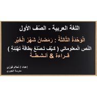 قراءة وأنشطة درس كيف تصنع بطاقة تهنئة الصف الأول مادة اللغة العربية - بوربوينت