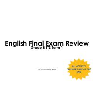 مراجعة Final Exam Review اللغة الإنجليزية الصف الثامن - بوربوينت