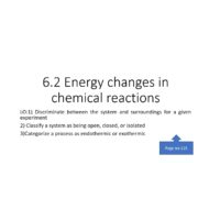 درس Energy changes in chemical reactions الكيمياء الصف العاشر - بوربوينت