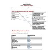 حل ورقة عمل Mixtures and Solutions العلوم المتكاملة الصف الخامس