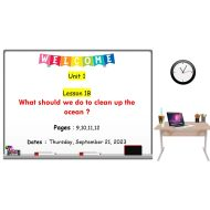 درس What should we do to clean up the ocean اللغة الإنجليزية الصف الثامن - بوربوينت