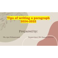 تدريبات Tips of writing a paragraph اللغة الإنجليزية الصف السابع - بوربوينت