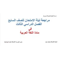 مراجعة ليلة الامتحان اللغة العربية الصف السابع - بوربوينت