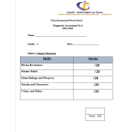 Diagnostic Assessment التربية الإسلامية لغير الناطقين باللغة العربية الصف الثاني