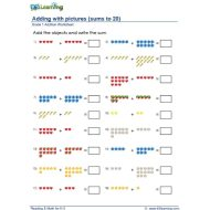 حل ورقة عمل sums to 20 الرياضيات المتكاملة الصف الأول