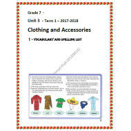 اللغة الإنجليزية أوراق عمل (Clothing and Accessories) للصف السابع