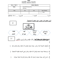 أوراق عمل الاختبار الثاني التربية الإسلامية الصف الأول - بوربوينت