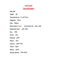 اللغة الإنجليزية (Unit 3 The UAE desert) للصف الرابع