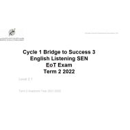 مراجعة Listening SEN EoT Exam اللغة الإنجليزية الصف الثالث - بوربوينت