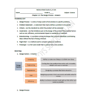 العلوم المتكاملة أوراق عمل (Chapter 2.3: The Design Process) بالإنجليزي للصف السادس مع الإجابات