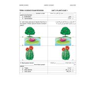 حل أوراق عمل UNIT 2 PLANTS QUIZ 1 العلوم المتكاملة الصف الثالث