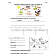 حل ورقة عمل interaction of living things العلوم المتكاملة الصف الخامس