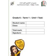 امتحان Unit 1 Test اللغة الإنجليزية الصف السادس - بوربوينت