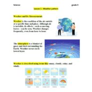 حل أوراق عمل وملخص Weather pattern العلوم المتكاملة الصف الثالث انسبير