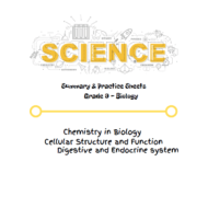 الأحياء أوراق عمل (Chemistry in Biology) بالإنجليزي للصف التاسع