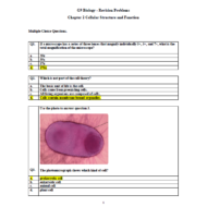 الأحياء أوراق عمل (Cellular Structure and Function) بالإنجليزي للصف التاسع متقدم مع الإجابات