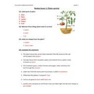 حل أوراق عمل Plants survival العلوم المتكاملة الصف الخامس