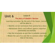 حل درس The story of Aladdin Review اللغة الإنجليزية الصف الثامن - بوربوينت